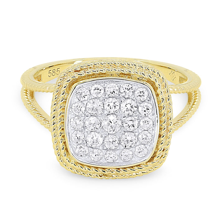 Beautiful Hand Crafted 14K Yellow Gold White Diamond Milano Collection Ring