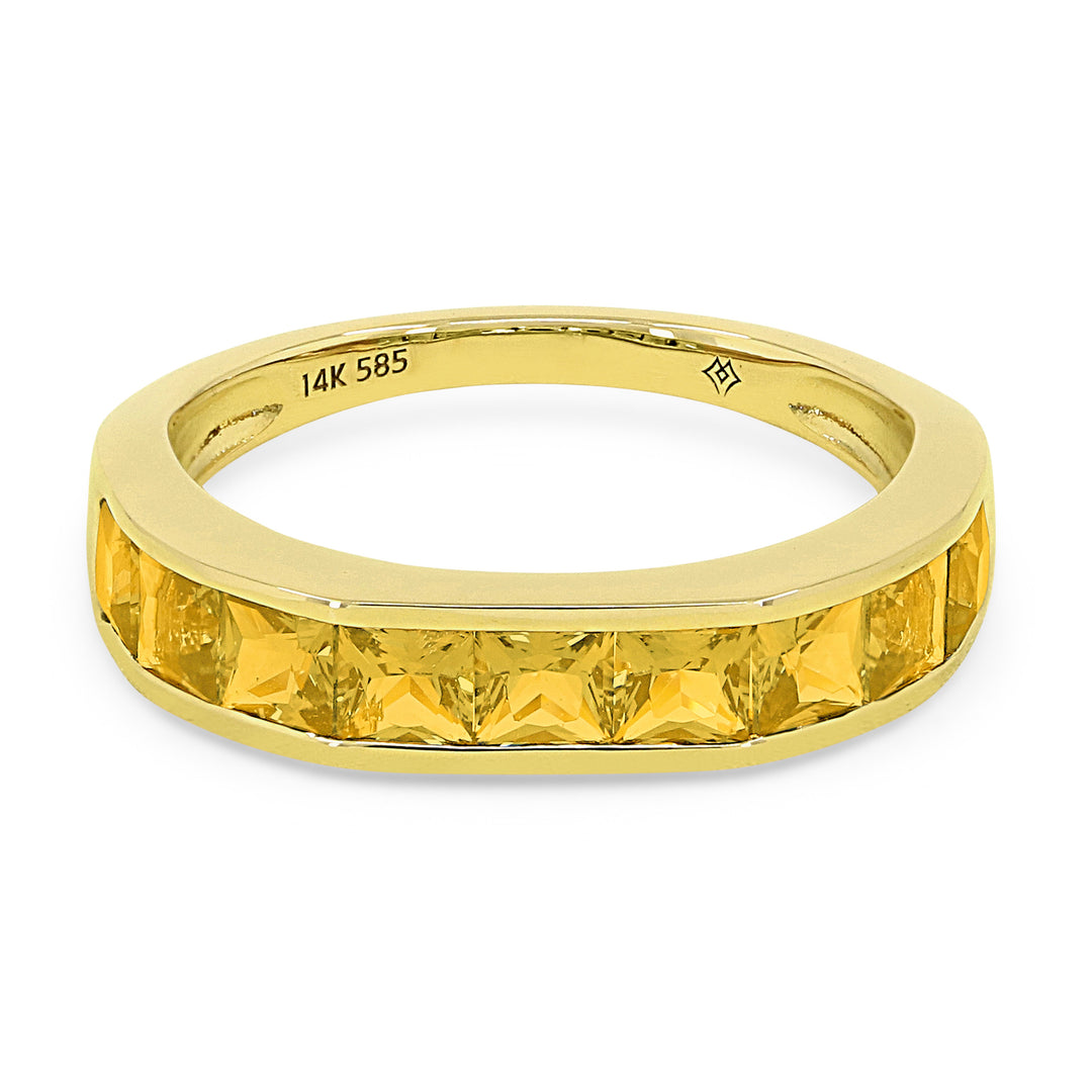 Beautiful Hand Crafted 14K Yellow Gold 3MM Citrine And Diamond Essentials Collection Ring