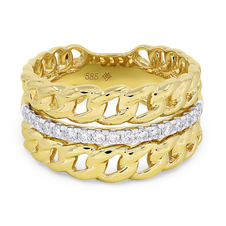 Beautiful Hand Crafted 14K Two Tone Gold White Diamond Milano Collection Ring