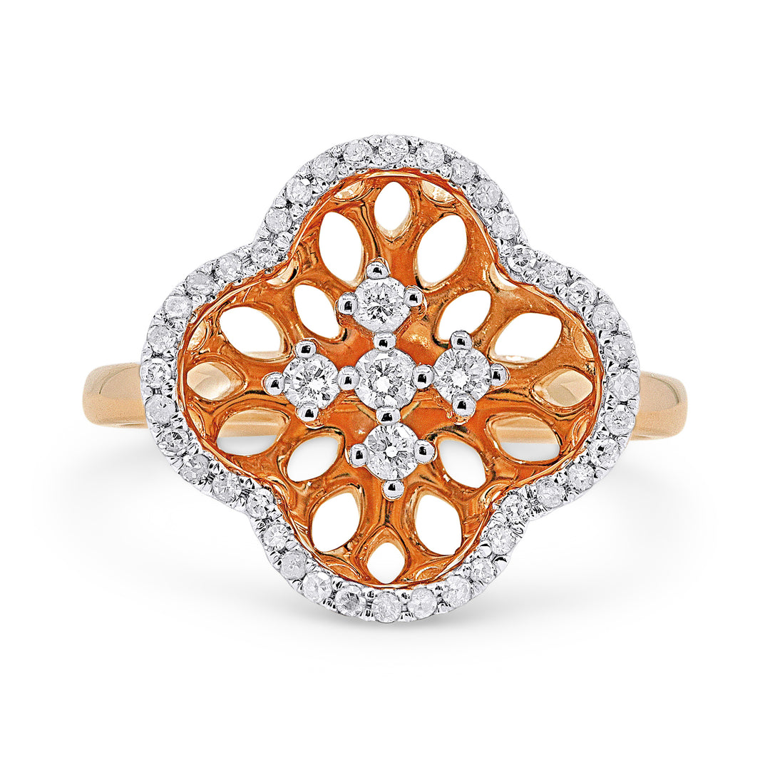 Beautiful Hand Crafted 14K Rose Gold White Diamond Milano Collection Ring