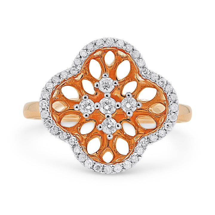 Beautiful Hand Crafted 14K Rose Gold White Diamond Milano Collection Ring