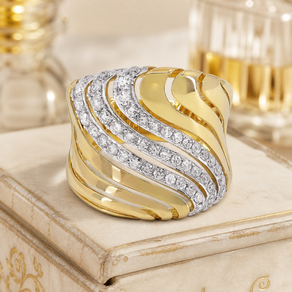 R1548 - 14K Yellow Gold Diamond Cocktail Ring
