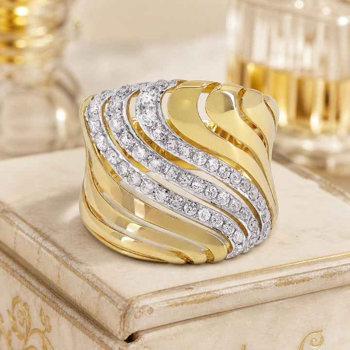 R1548 - 14K Yellow Gold Diamond Cocktail Ring