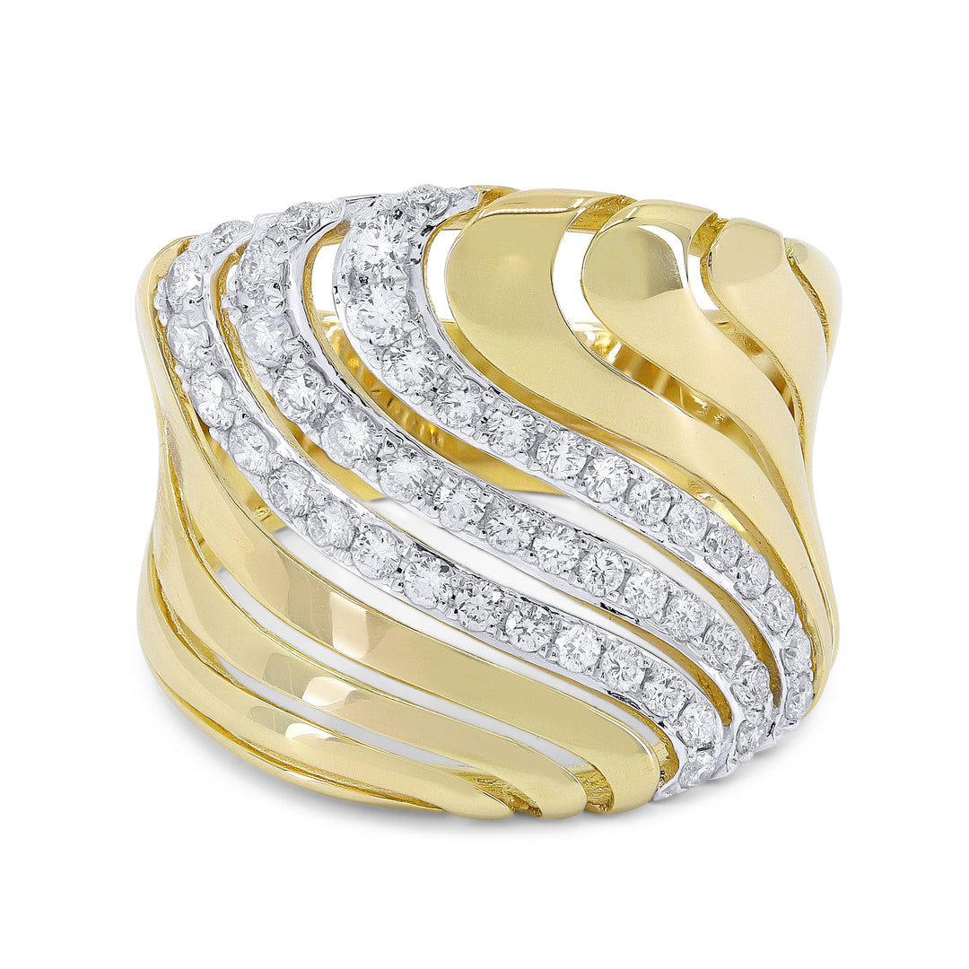 Beautiful Hand Crafted 14K Yellow Gold White Diamond Milano Collection Ring