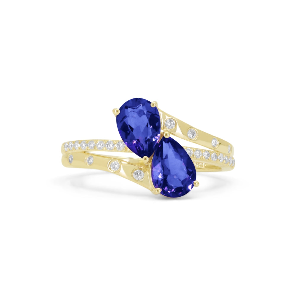 Beautiful Hand Crafted 14K Yellow Gold  Created Sapphire And Diamond Essentials Collection Ring