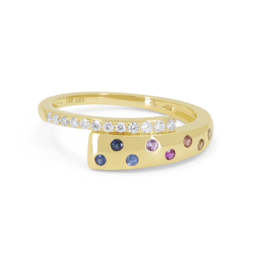 Beautiful Hand Crafted 14K Yellow Gold  Multi Colored Sapphire And Diamond Essentials Collection Ring