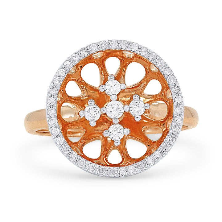 Beautiful Hand Crafted 14K Rose Gold White Diamond Milano Collection Ring