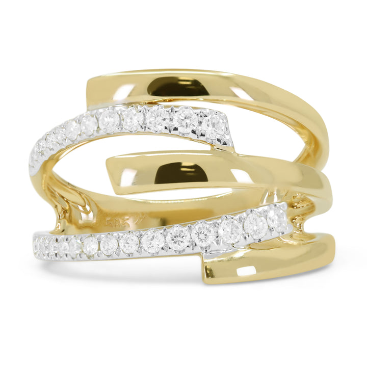 Beautiful Hand Crafted 14K Yellow Gold White Diamond Milano Collection Ring