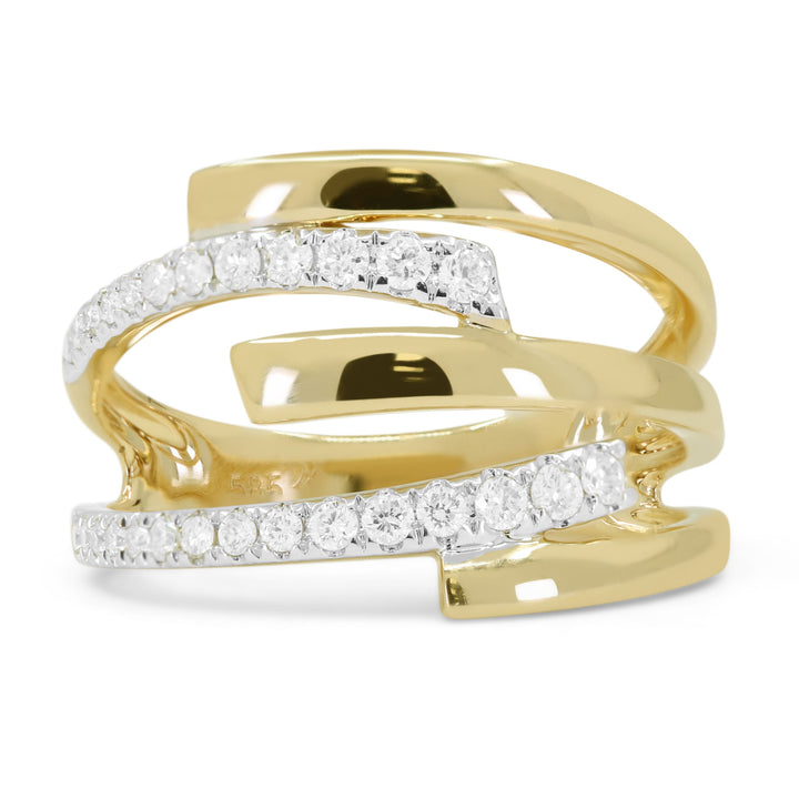 Beautiful Hand Crafted 14K Yellow Gold White Diamond Milano Collection Ring