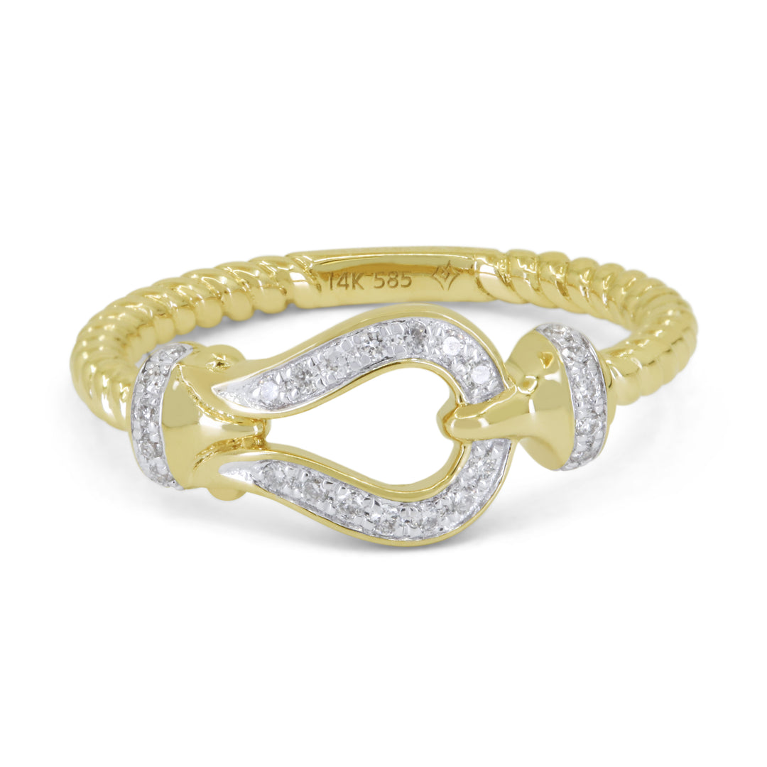 Beautiful Hand Crafted 14K Yellow Gold White Diamond Milano Collection Ring