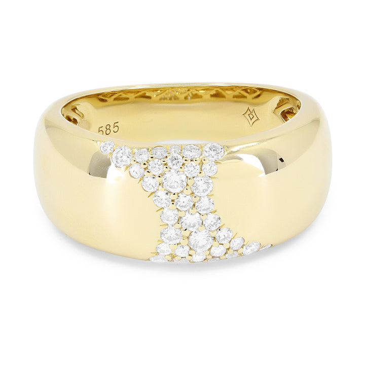 Beautiful Hand Crafted 14K Yellow Gold White Diamond Milano Collection Ring