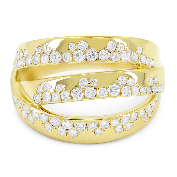 Beautiful Hand Crafted 14K Yellow Gold White Diamond Milano Collection Ring