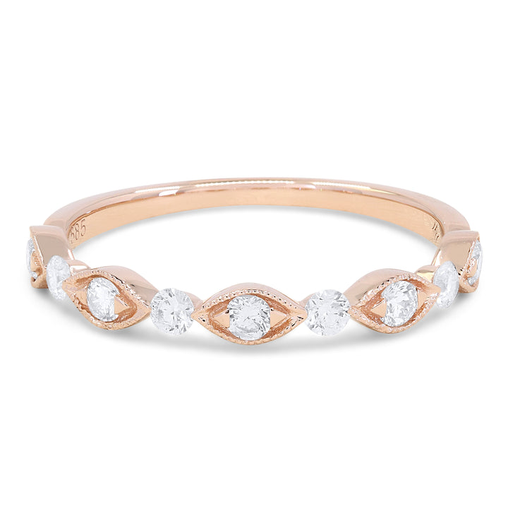 Beautiful Hand Crafted 14K Rose Gold White Diamond Bridal Collection Ring