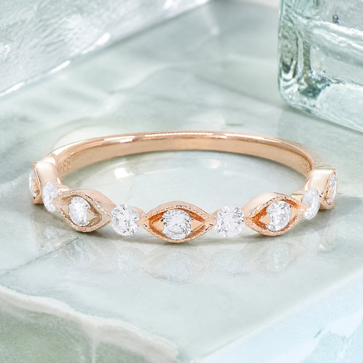 R1582 - 14K Gold Diamond Stackable Ring