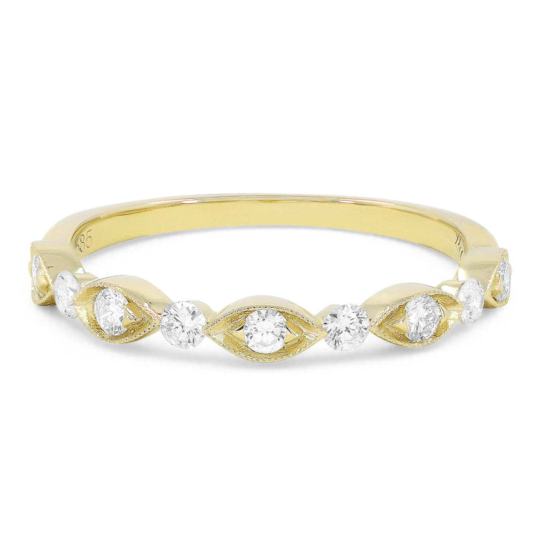 Beautiful Hand Crafted 14K Yellow Gold White Diamond Bridal Collection Ring