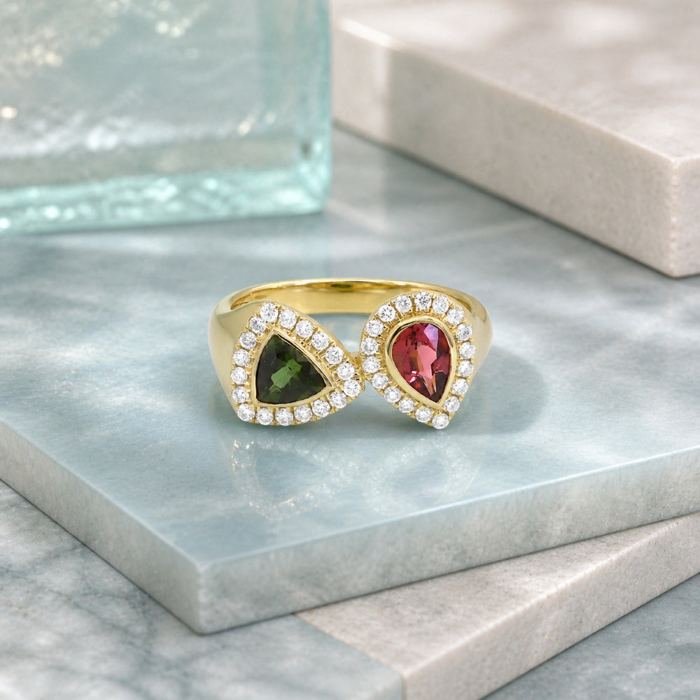 R1584 - 14K Yellow Gold Tourmaline Cocktail Ring