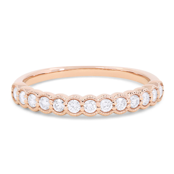 Beautiful Hand Crafted 14K Rose Gold White Diamond Bridal Collection Ring