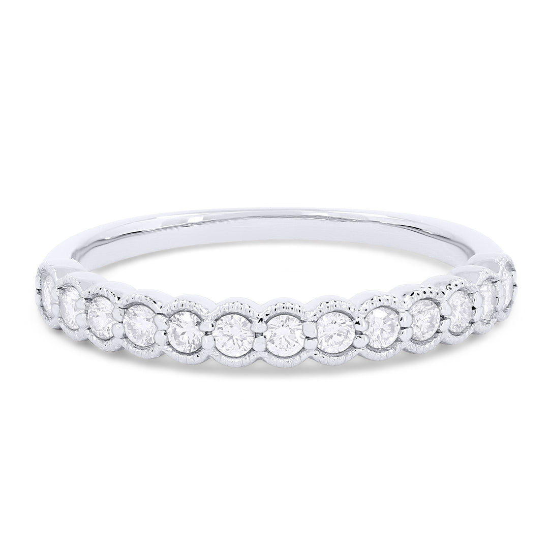 Beautiful Hand Crafted 14K White Gold White Diamond Bridal Collection Ring