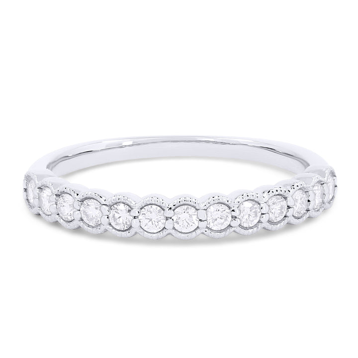 Beautiful Hand Crafted 14K White Gold White Diamond Bridal Collection Ring