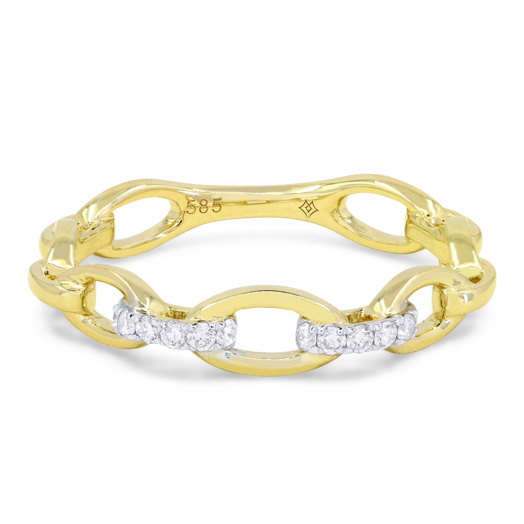 Beautiful Hand Crafted 14K Yellow Gold White Diamond Milano Collection Ring