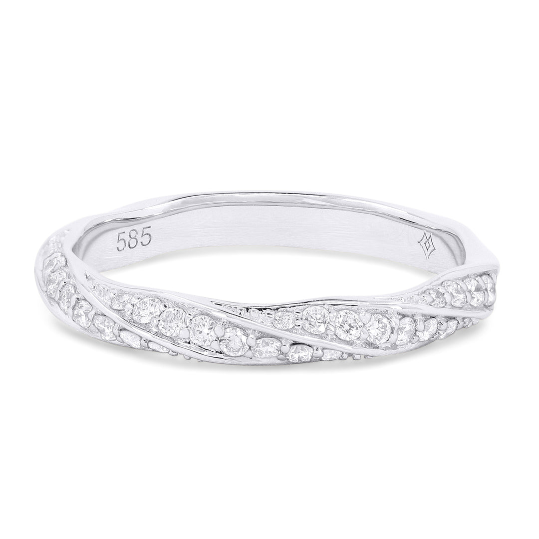 Beautiful Hand Crafted 14K White Gold White Diamond Bridal Collection Ring