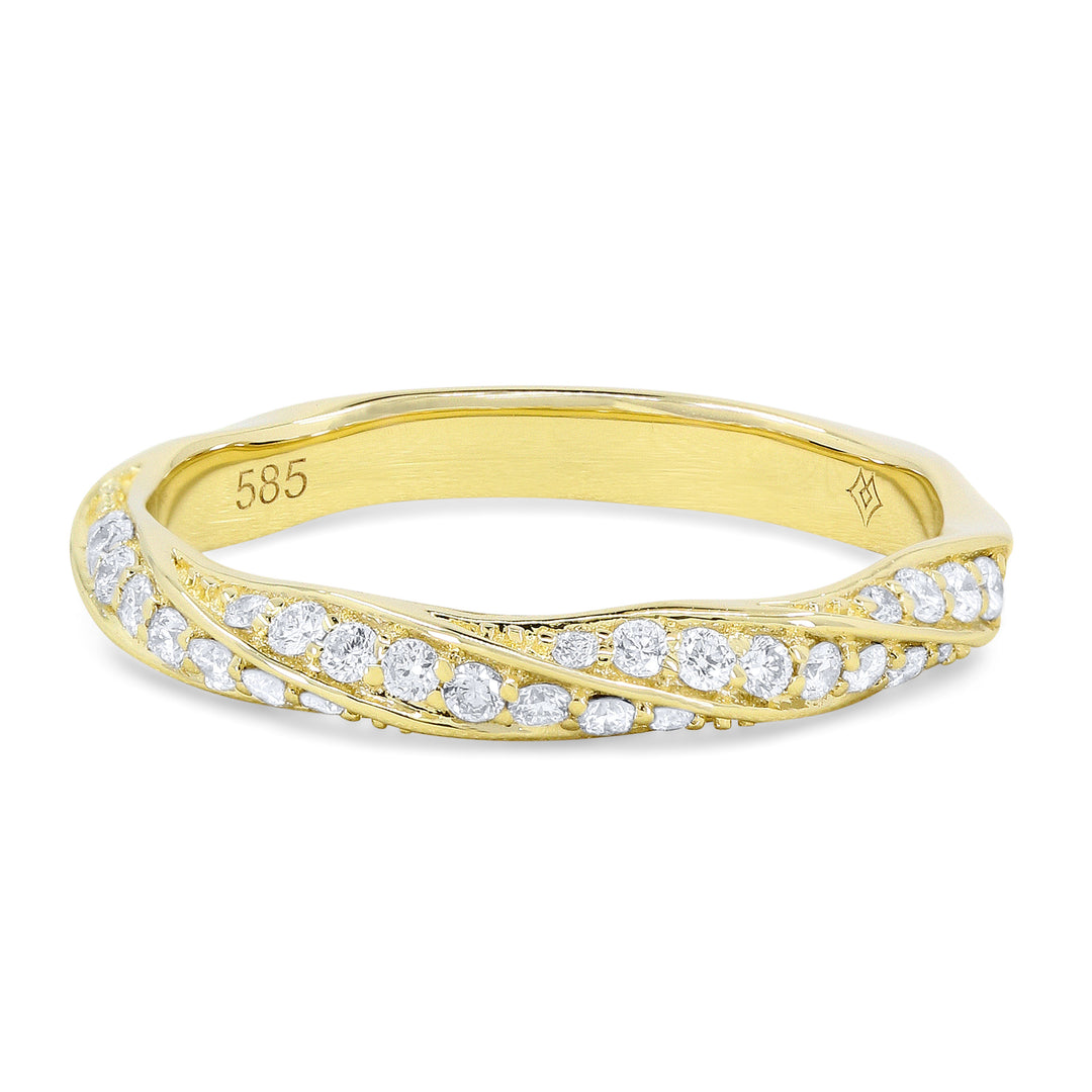 Beautiful Hand Crafted 14K Yellow Gold White Diamond Bridal Collection Ring