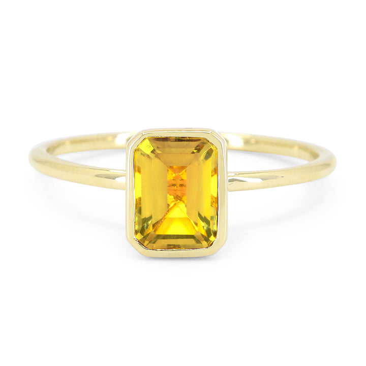 Beautiful Hand Crafted 14K Yellow Gold 5X7MM Citrine And Diamond Essentials Collection Ring