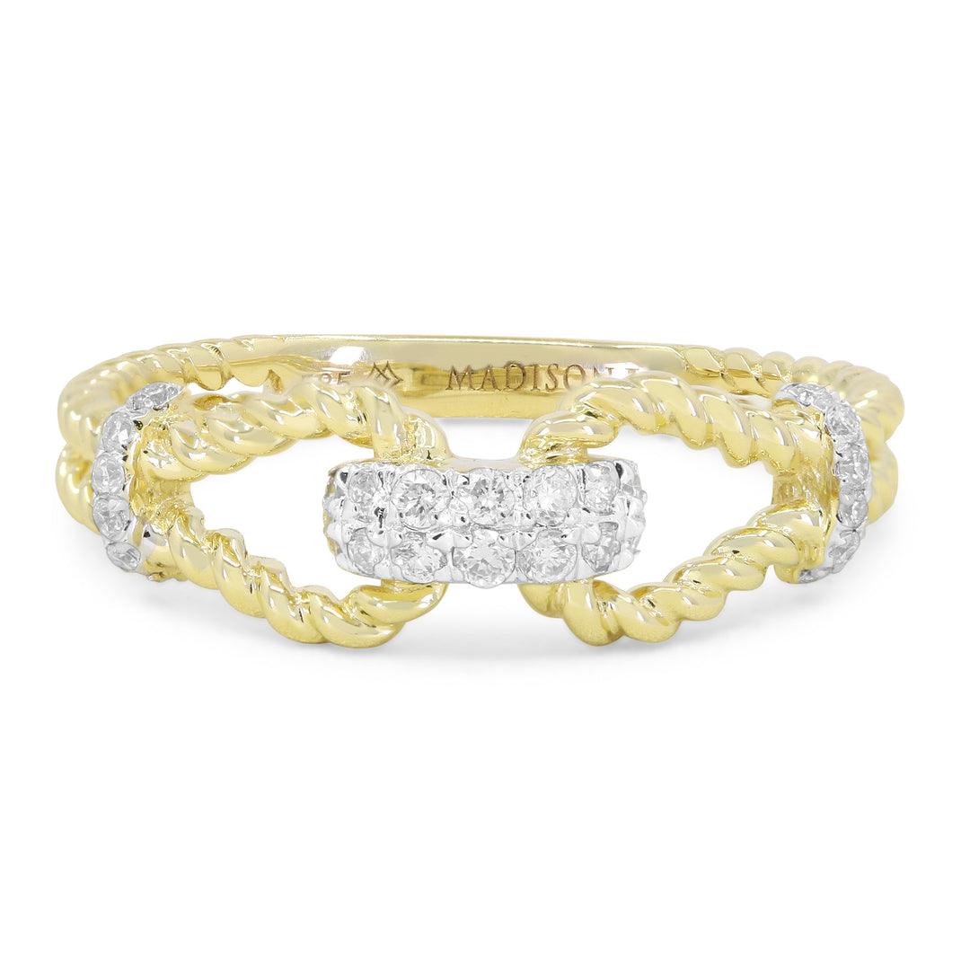 Beautiful Hand Crafted 14K Yellow Gold White Diamond Milano Collection Ring