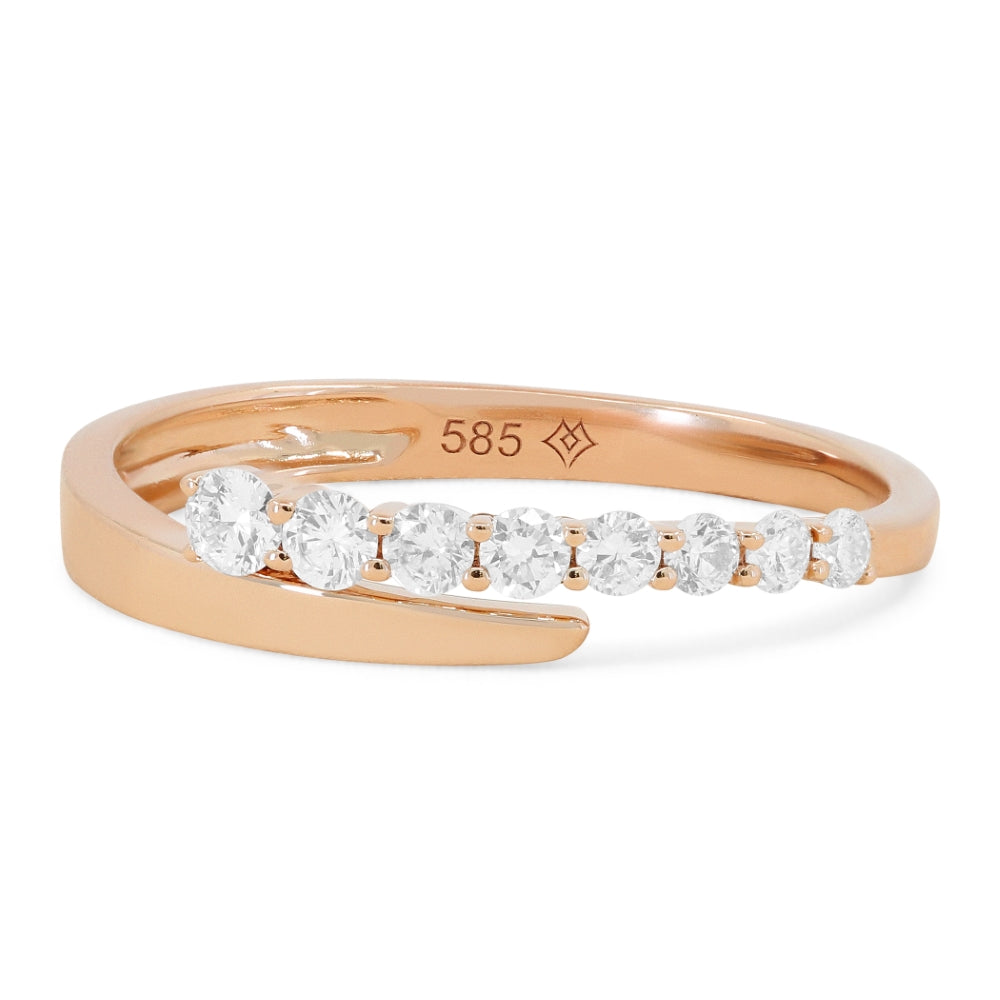 Beautiful Hand Crafted 14K Rose Gold White Diamond Milano Collection Ring