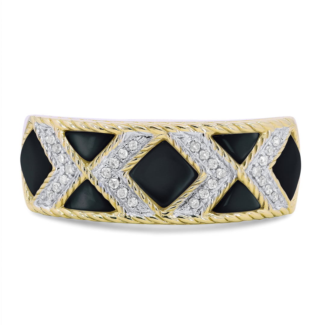 Madison L 14K Yellow Gold Black Onyx Honeycomb Ring - style R1604BOY