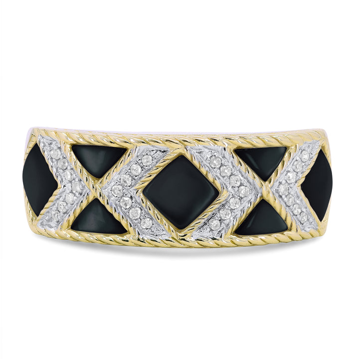 Madison L 14K Yellow Gold Black Onyx Honeycomb Ring - style R1604BOY