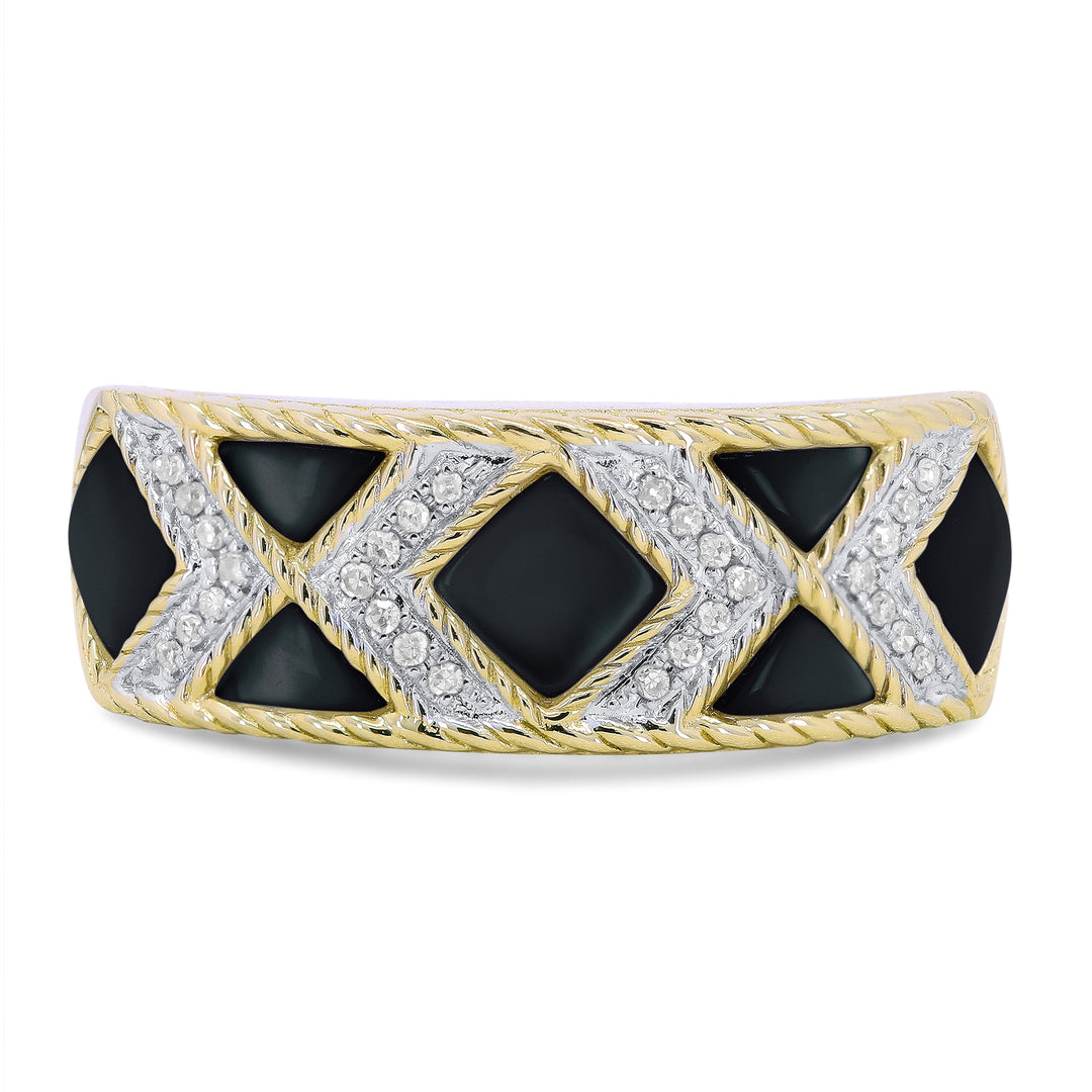 Madison L 14K Yellow Gold Black Onyx Honeycomb Ring - style R1604BOY