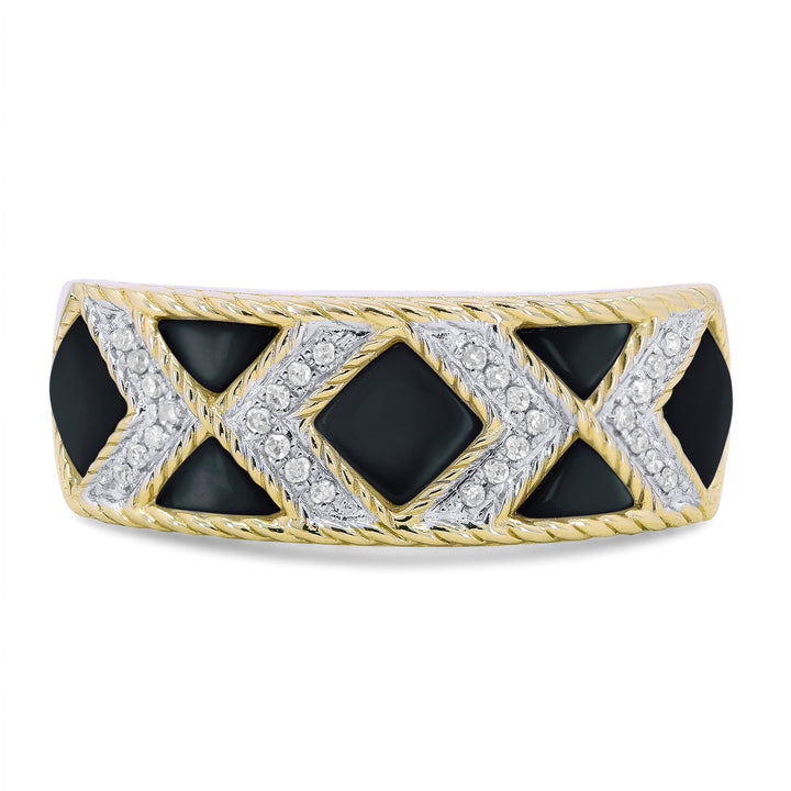 Madison L 14K Yellow Gold Black Onyx Honeycomb Ring - style R1604BOY