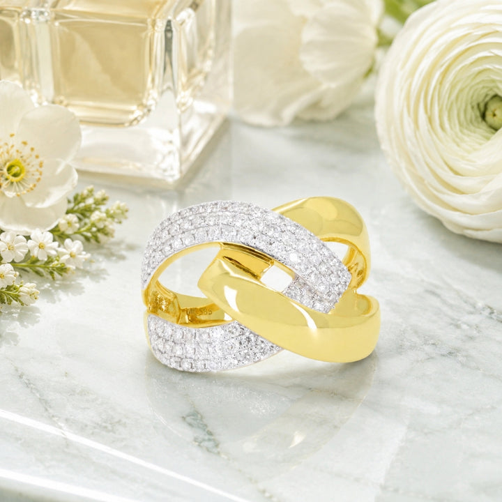 R1608 - 14K Yellow Gold Diamond Cocktail Ring