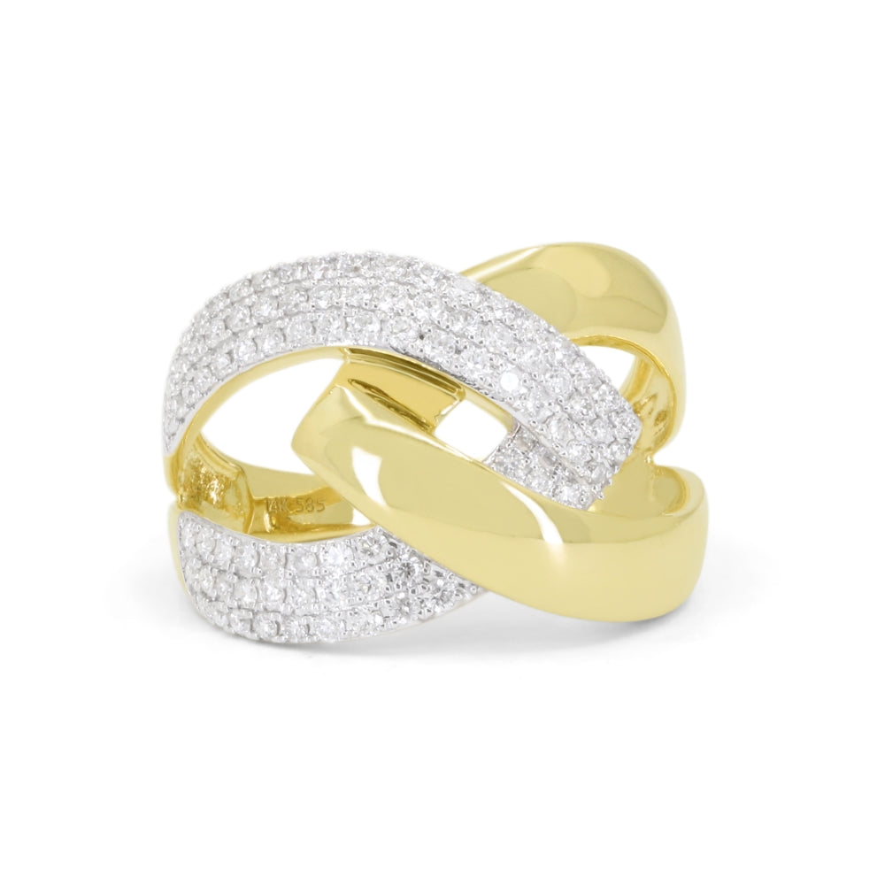 Beautiful Hand Crafted 14K Yellow Gold White Diamond Milano Collection Ring