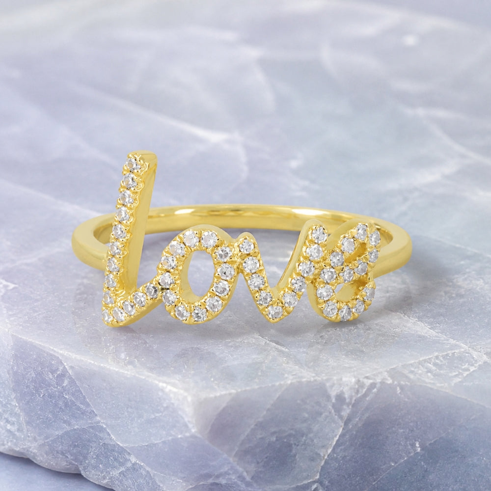 R1609 - 14K Gold Diamond Love Ring