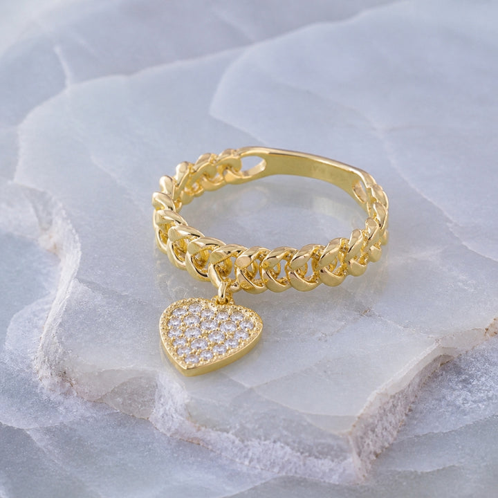 R1611 - 14K Yellow Gold Diamond Heart Ring