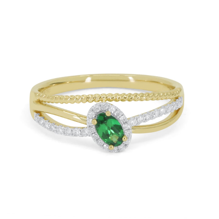 Beautiful Hand Crafted 14K Yellow Gold  Green Garnet And Diamond Essentials Collection Ring