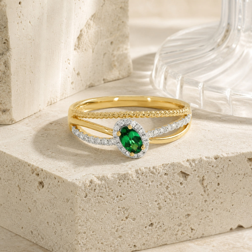 R1613 - 14K Yellow Gold Tsavorite Ring