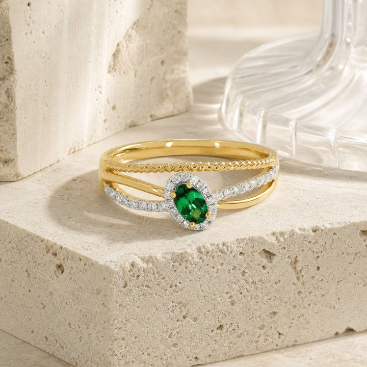 R1613 - 14K Yellow Gold Tsavorite Ring