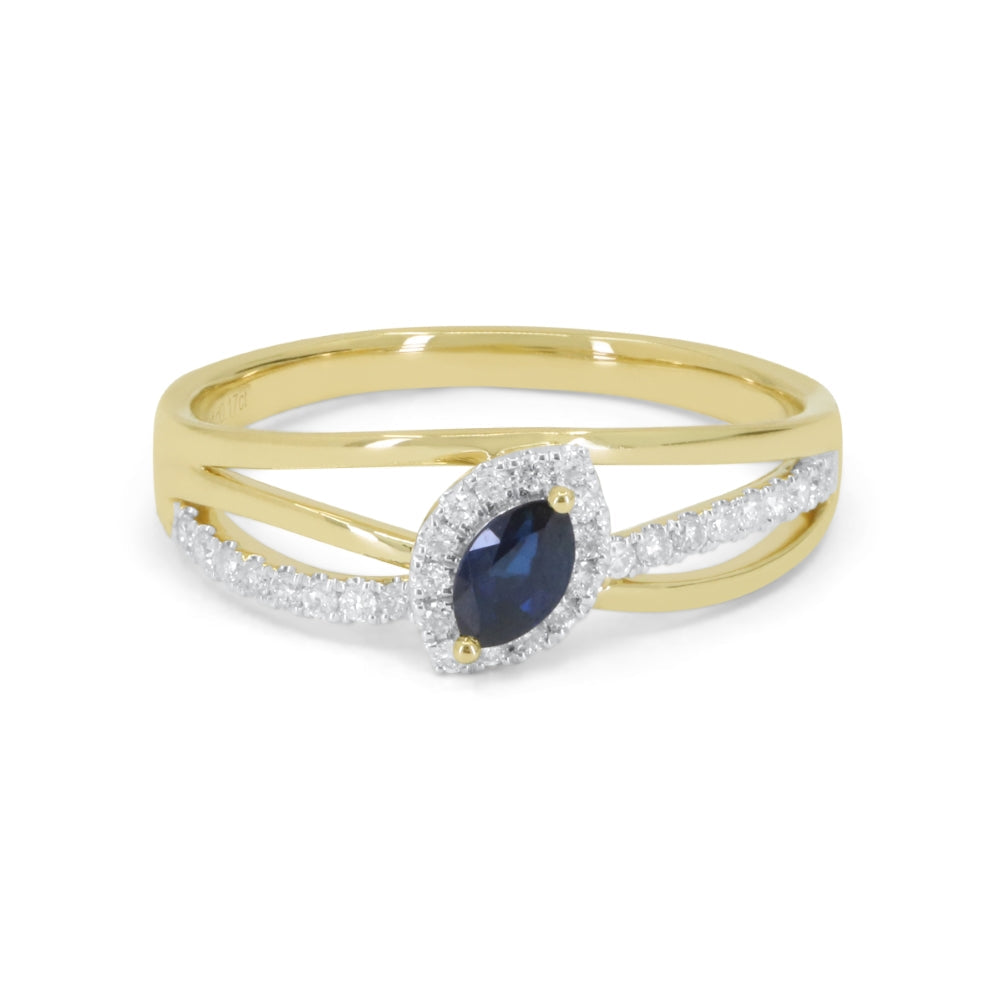 Beautiful Hand Crafted 14K Yellow Gold  Sapphire And Diamond Arianna Collection Ring