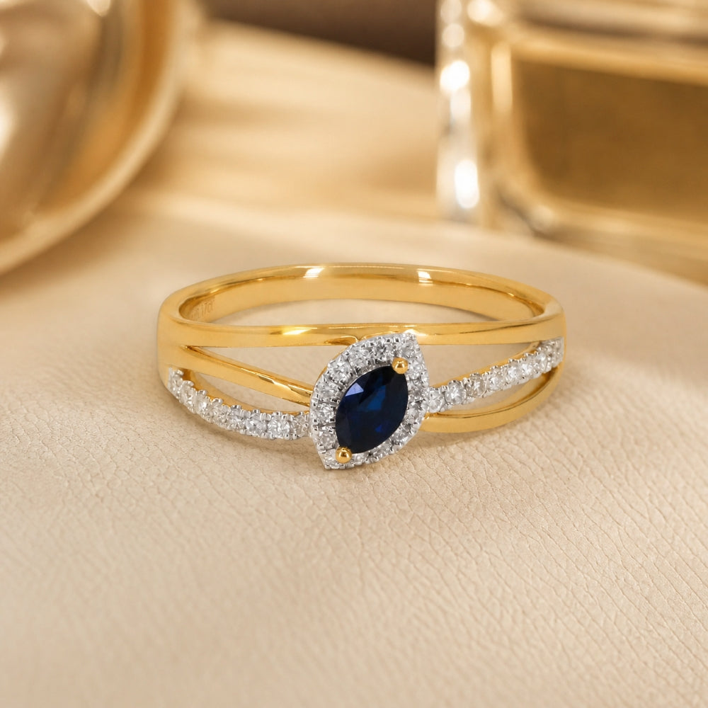R1615 - 14K Yellow Gold Tsavorite & Sapphire Ring