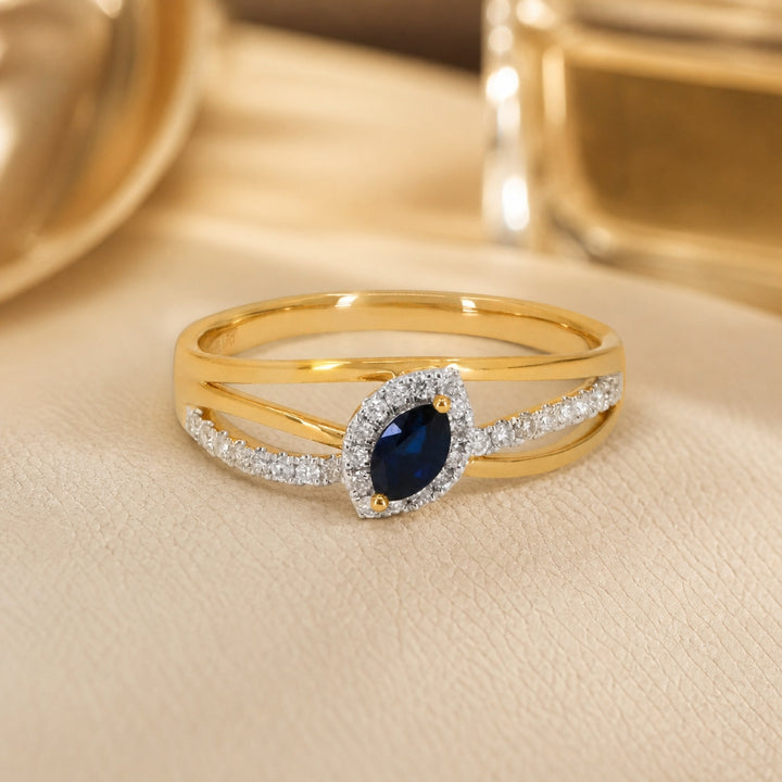 R1615 - 14K Yellow Gold Tsavorite & Sapphire Ring
