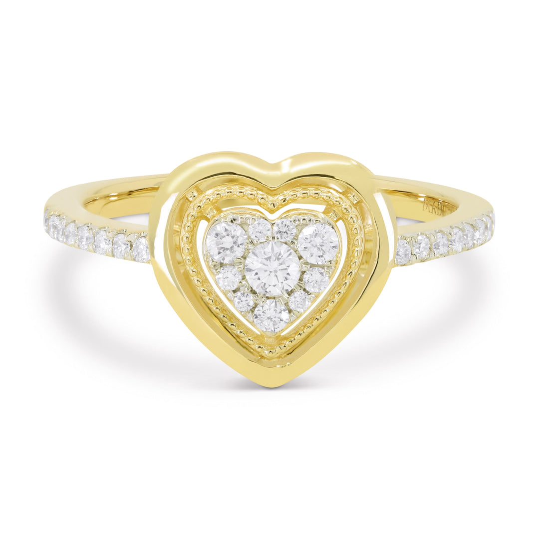 Beautiful Hand Crafted 14K Yellow Gold White Diamond Milano Collection Ring