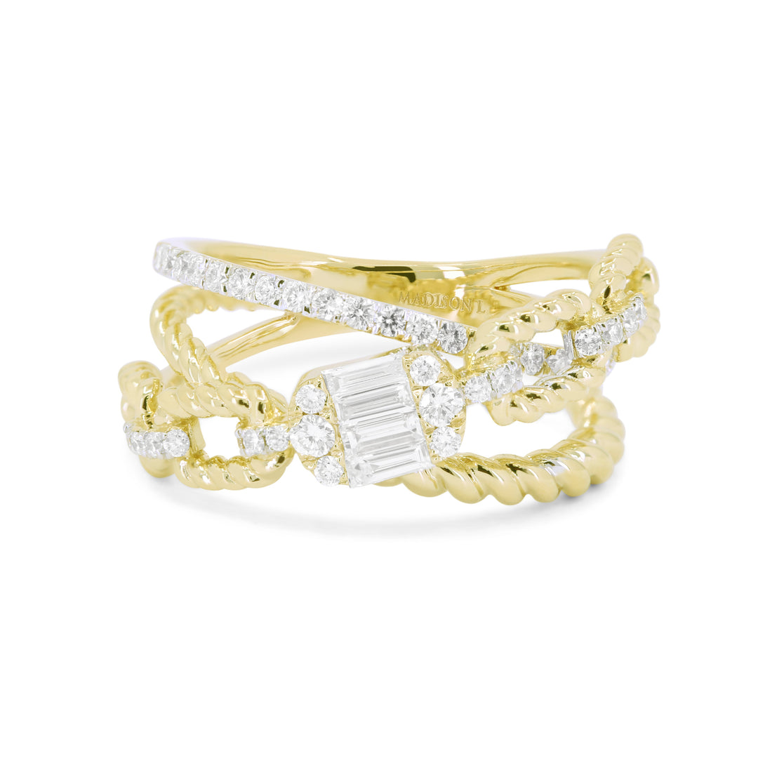 Beautiful Hand Crafted 14K Yellow Gold White Diamond Milano Collection Ring