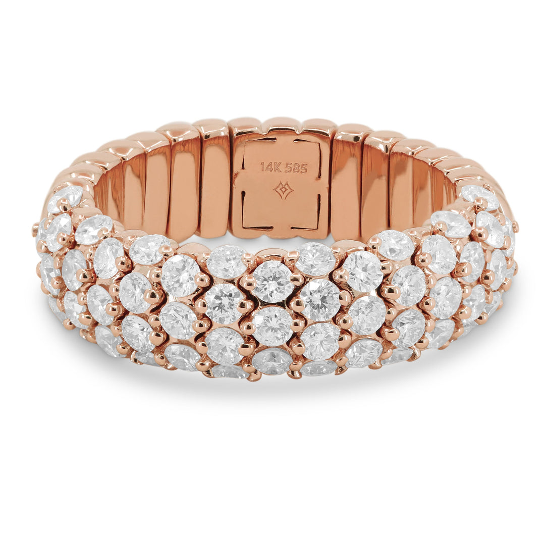 Beautiful Hand Crafted 14K Rose Gold White Diamond Milano Collection Ring