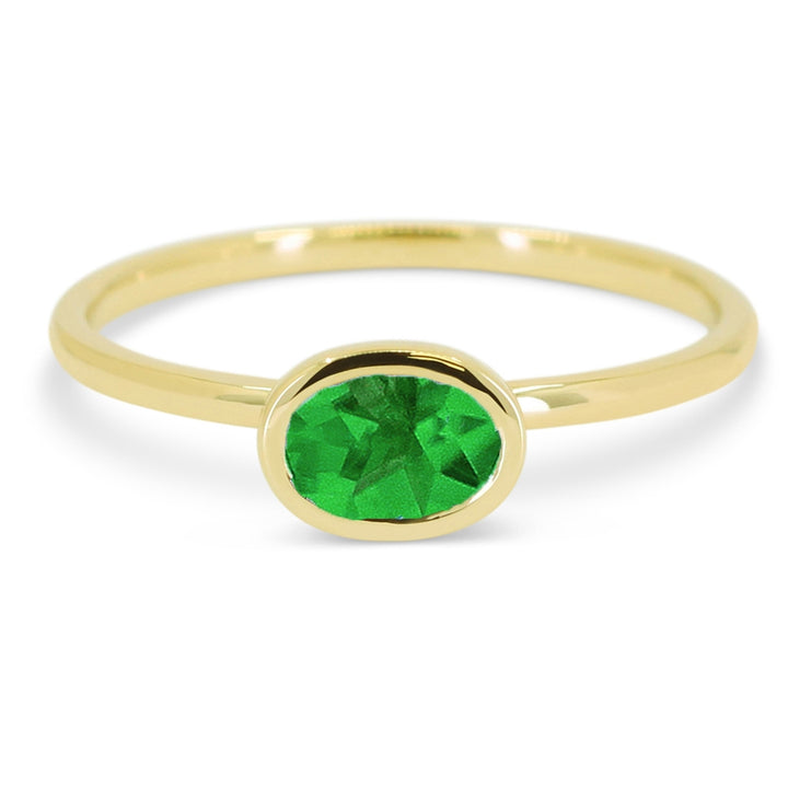 Beautiful Hand Crafted 14K Yellow Gold  Created Emerald And Diamond Essentials Collection Ring