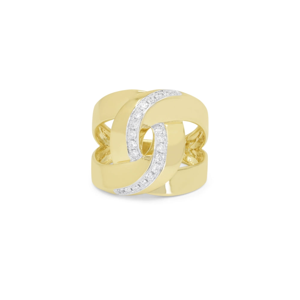 Beautiful Hand Crafted 14K Yellow Gold White Diamond Milano Collection Ring