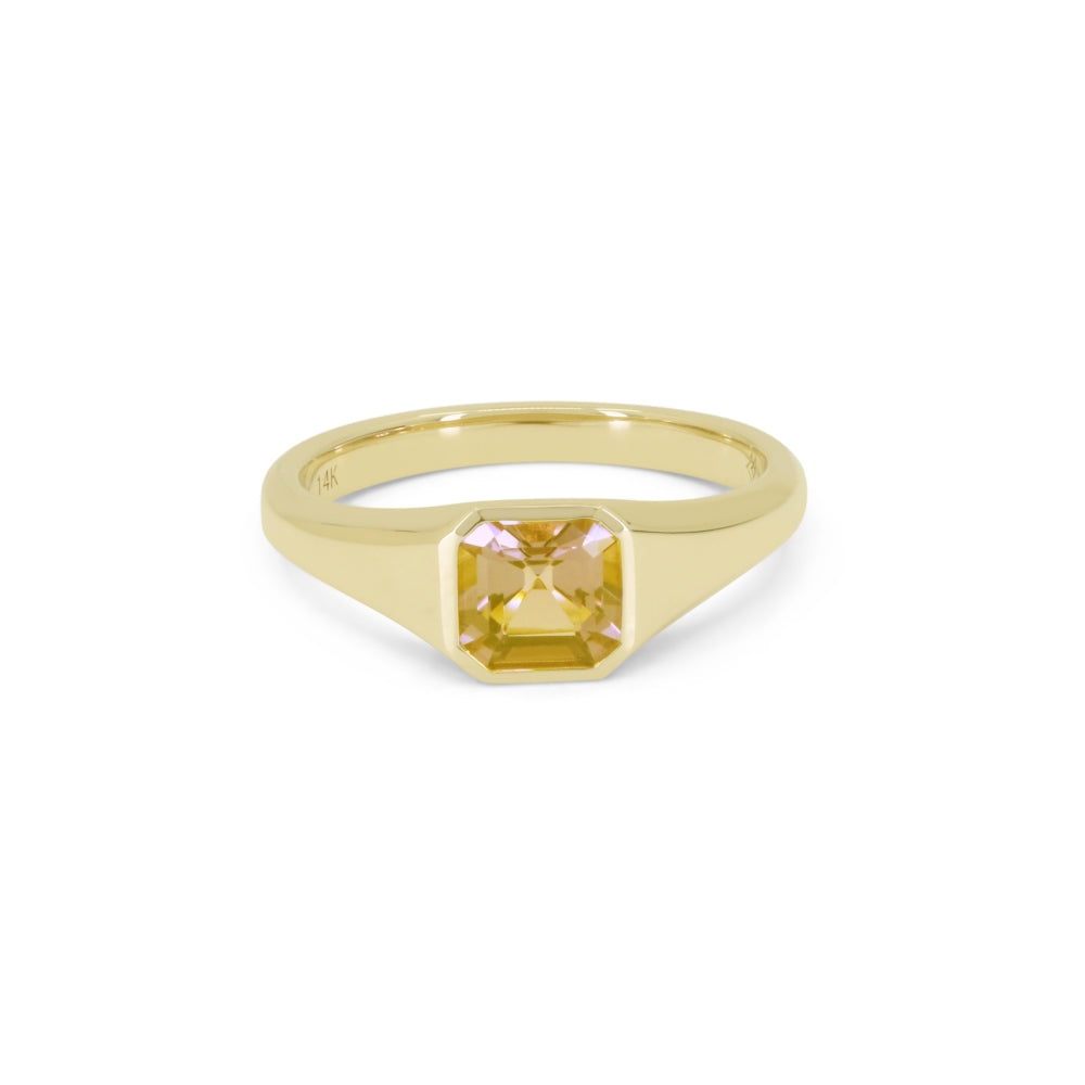 Beautiful Hand Crafted 14K Yellow Gold 6MM Citrine And Diamond Essentials Collection Ring