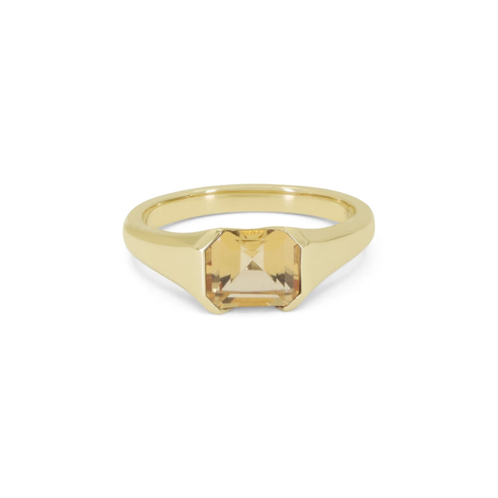 Beautiful Hand Crafted 14K Yellow Gold 6X8MM Citrine And Diamond Essentials Collection Ring